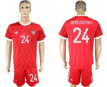 Russia #24 Berezoutski Federation Cup Home Soccer Country Jersey