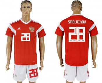 Russia #28 SMOLNIKOV Home 2018 FIFA World Cup Soccer Jersey