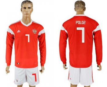 Russia #7 Poloz Red Home Long Sleeves Soccer Country Jersey