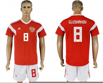 Russia #8 GLUSHAKOV Home 2018 FIFA World Cup Soccer Jersey