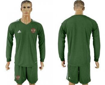 Russia Blank Army Green Long Sleeves Goalkeeper Soccer Country Jersey