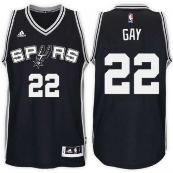 San Antonio Spurs #22 Rudy Gay Road Black New Swingman Stitched NBA Jersey