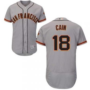 San Francisco Giants #18 Matt Cain Grey Flexbase Authentic Collection Road Stitched MLB Jersey