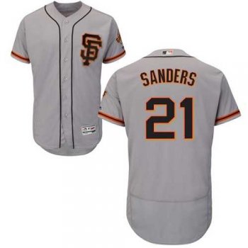 San Francisco Giants #21 Deion Sanders Grey Flexbase Authentic Collection Road 2 Stitched MLB Jersey