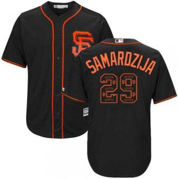 San Francisco Giants #29 Jeff Samardzija Black Team Logo Fashion Stitched MLB Jersey