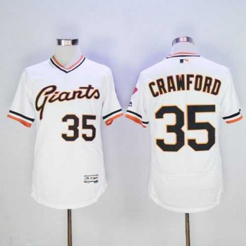 San Francisco Giants #35 Brandon Crawford White Flexbase Authentic Collection Cooperstown Stitched Baseball Jersey