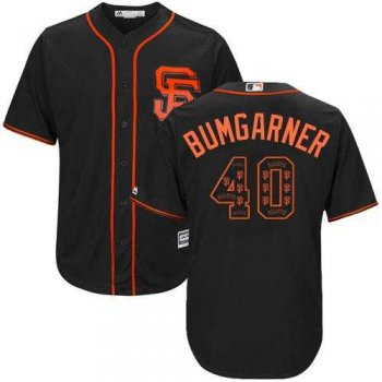 San Francisco Giants #40 Madison Bumgarner Black Team Logo Fashion Stitched MLB Jersey