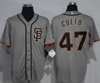 San Francisco Giants #47 Johnny Cueto Grey New Cool Base Road 2 Stitched MLB Jersey