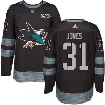 San Jose Sharks #31 Martin Jones Black 1917-2017 100th Anniversary Stitched NHL Jersey