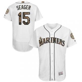 Seattle Mariners #15 Kyle Seager White Flexbase Authentic Collection Memorial Day Stitched MLB Jersey