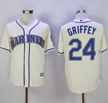 Seattle Mariners #24 Ken Griffey Cream New Cool Base2016 Hall Of Fame Patch Stitched MLB Jersey