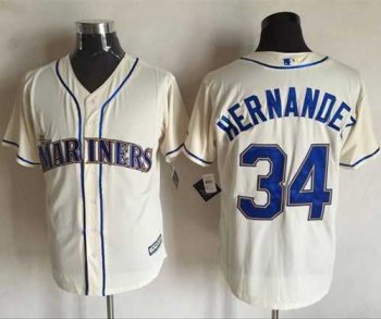 Seattle Mariners #34 Felix Hernandez Cream New Cool Base Stitched MLB Jersey