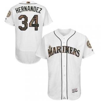 Seattle Mariners #34 Felix Hernandez White Flexbase Authentic Collection Memorial Day Stitched MLB Jersey