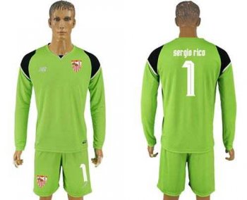 Sevilla #1 Sergio Rico Green Goalkeeper Long Sleeves Soccer Club Jersey