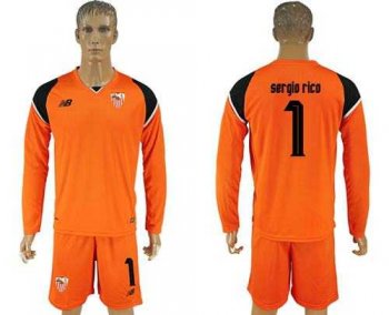 Sevilla #1 Sergio Rico Orange Goalkeeper Long Sleeves Soccer Club Jersey