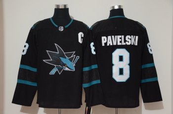 Men's 2018-19 Classic San Jose Sharks 8 Joe Pavelski Ice Hockey Jersey Black