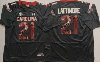 South Carolina Fighting Gamecocks #21 Marcus Lattimore Black Player Fashion Stitched NCAA Jersey