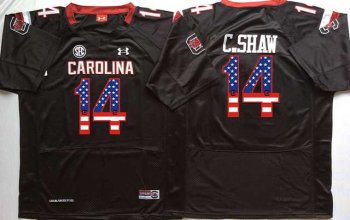 South Carolina Gamecocks #14 C.Shaw Black USA Flag College Jersey