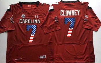 South Carolina Gamecocks #7 Jadeveon Clowney Red USA Flag College Jersey