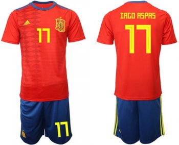 Spain #17 Iago Aspas Home Soccer Country Jersey