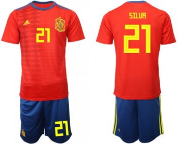 Spain #21 Silva Home Soccer Country Jersey