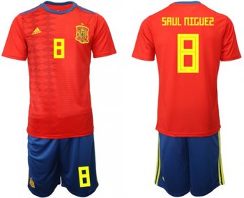 Spain #8 Saul Niguez Home Soccer Country Jersey