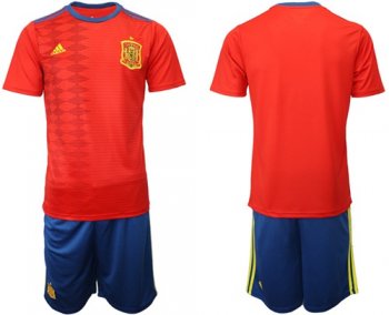 Spain Blank Home Soccer Country Jersey