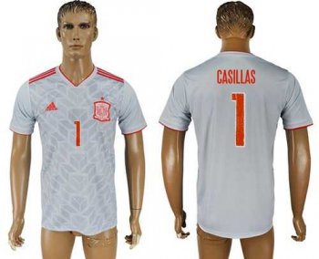 Spain #1 Casillas Away Soccer Country Jersey