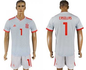 Spain #1 Casillas Away Soccer Country Jersey