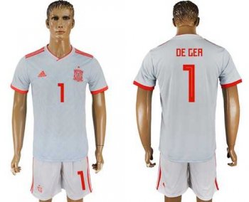 Spain #1 De Gea Away Soccer Country Jersey