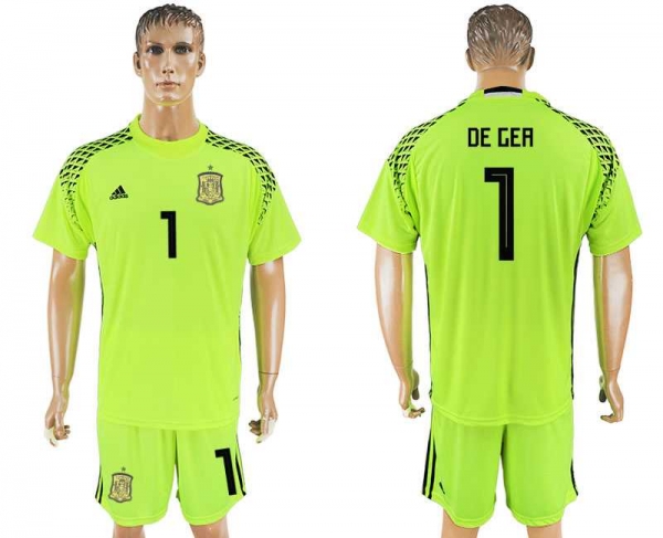 Spain #1 DE GEA Fluorescent Green Goalkeeper 2018 FIFA World Cup Soccer Jersey