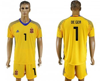 Spain #1 DE GEA Yellow Goalkeeper 2018 FIFA World Cup Soccer Jersey