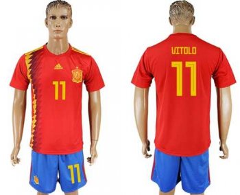 Spain #11 Vitolo Home Soccer Country Jersey