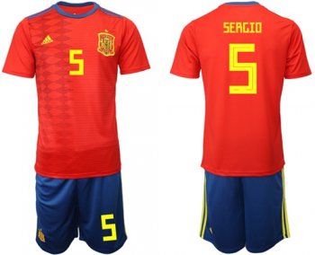 Spain #5 Sergio Home Soccer Country Jersey