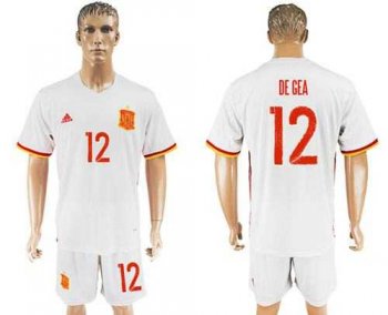 Spain #12 De Gea Away Soccer Country Jersey