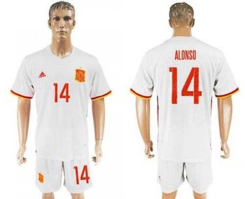 Spain #14 Alonso Away Soccer Country Jersey