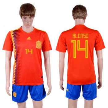 Spain #14 Alonso Home Soccer Country Jersey