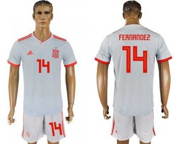 Spain #14 Fernandez Away Soccer Country Jersey