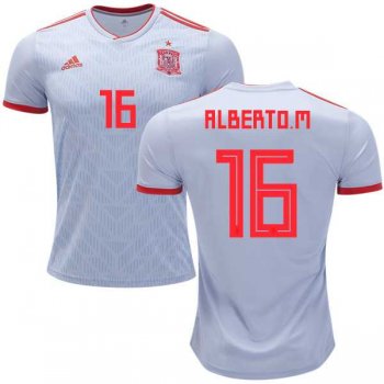 Spain #16 Alberto M. Away Soccer Country Jersey