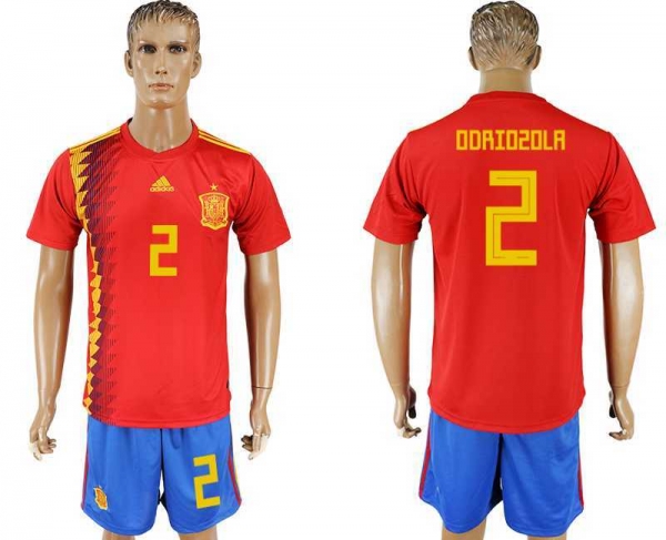 Spain #2 ODRIOZOLA Home 2018 FIFA World Cup Soccer Jersey