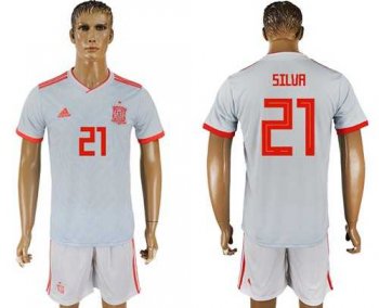 Spain #21 Silva Away Soccer Country Jersey