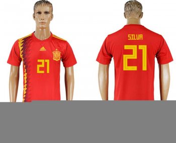 Spain #21 SILVA Home 2018 FIFA World Cup Soccer Jersey