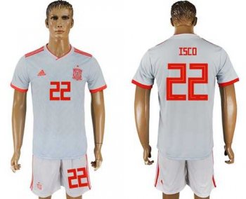 Spain #22 Isco Away Soccer Country Jersey