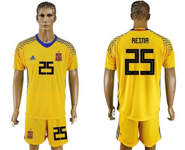 Spain #25 REINA Yellow Goalkeeper 2018 FIFA World Cup Soccer Jersey