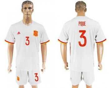 Spain #3 Pique Away Soccer Country Jersey