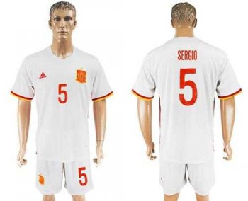 Spain #5 Sergio Away Soccer Country Jersey