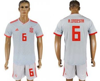 Spain #6 A.Iniesta Away Soccer Country Jersey