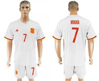 Spain #7 Morata Away Soccer Country Jersey