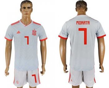 Spain #7 Morata Away Soccer Country Jersey