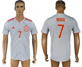 Spain #7 Morata Away Soccer Country Jersey